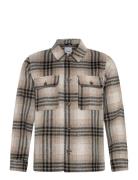 Wool Touch Check Overshirt Brown Lindbergh