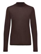 Lyocell Cashmere Mock Neck Top Brown Filippa K