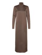 Turtleneck Satin Dress Brown Filippa K