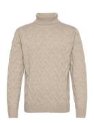 1927 Merino Blend Texture Roll Neck Beige Lindbergh Black