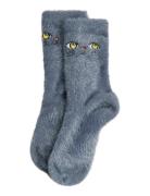 Cat Face Fluffy Sock Grey Mini Rodini