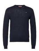 Merino Vneck Navy Morris