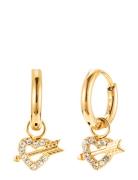 Heart And Arrow Hoop Crystal Gold Gold By Jolima