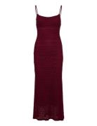 Louisa Mesh Midi Dress Burgundy Bardot