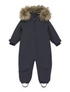 Baby Snowsuit W. Fake Fur Grey En Fant