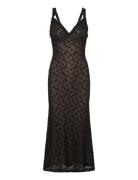 Alegra Stretch Lace Midi Dress Black Bardot