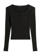 Tjw Slim Sh Irregular Rib Ls Black Tommy Jeans