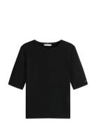 Slim 5X2 Rib C-Nk 1/2 Slv Black Tommy Hilfiger