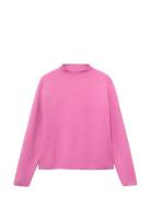 Knitted Sweater With Perkins Neck Pink Mango
