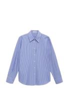 Cotton And Lyocell Blend Straight Shirt Blue Mango