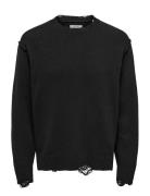 Onstune Rlx Ls Crew Neck Knit Life Black ONLY & SONS