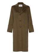 Elelia Cuff Detailed Wool Cashmere Silk Coat Khaki Malina