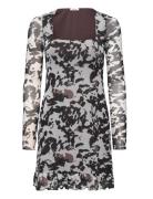 Short Mesh Frill Dress Brown Bubbleroom