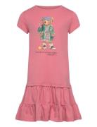 Polo Bear Tiered Cotton Jersey Dress Pink Ralph Lauren Kids