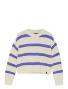 Knitwear Fuzzy Stripe Cream Indian Blue Jeans