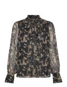 Amelia Hallie Tie Nk Blouse Black French Connection