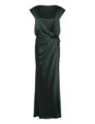 Yui Satin Wrap Dress Green Ahlvar Gallery