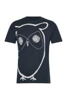 Big Owl Print Tee - Gots/Vegan Navy Knowledge Cotton Apparel
