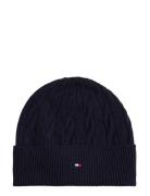 Th Flag Cable Knit Beanie Navy Tommy Hilfiger