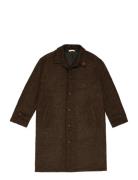 Herringb Wool Coat Brown Prohibited