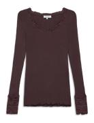 Silk T-Shirt W/ Lace Brown Rosemunde
