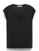 Cc Heart Basic V-Neck T-Shirt Black Coster Copenhagen