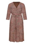 Paisley Surplice Stretch Jersey Dress Brown Lauren Women