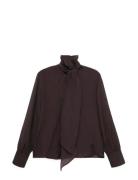 Textured Blouse With Foulard Brown Mango