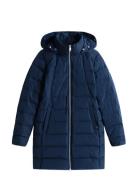 Mw Down Slim Coat With Fur Navy Tommy Hilfiger