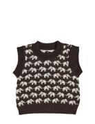 Vest, Square Knit, Merino Wool, Nature Melange Brown Smallstuff