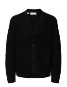 Slhdereck Ls Knit Struc Relaxed Cardigan Black Selected