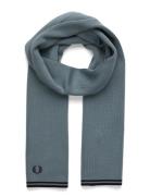 Twin Tipped Merino Wool Scarf Blue Fred Perry