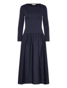 Midi Jersey Woven Combo Ls Dress Navy GANT