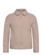 Wool Blend Zip Through Overshirt Beige Lindbergh