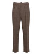 Yarn-Dyed Wool Blend Relaxed Straight Pleated Chino Brown Scotch & Sod...