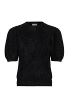 Brushed Puff Sleeve T-Shirt Black Davida Cashmere