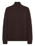 Cable Knit Mock Neck Brown GANT
