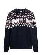 Fairisle Knit Crew Jumper Navy Superdry