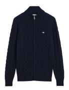 Cotton Cable Full Zip Cardigan Blue GANT