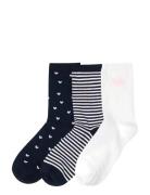 Socks 3 Pack Bg Hearts And Str Navy Lindex