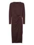 Buckle-Trim Stretch Jersey Dress Brown Lauren Women