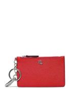 Crosshatch Leather Zip Card Case Red Lauren Ralph Lauren