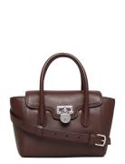 Pebbled Leather Small Tanner Satchel Brown Lauren Ralph Lauren