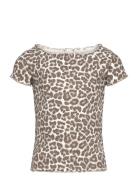 Top Rib With Curly Hem And Aop Brown Lindex