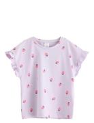 Top Dropped Shoulder Frill Aop Pink Lindex