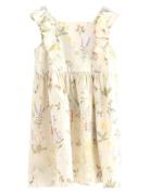 Dress Woven With Frill Aop Str Cream Lindex