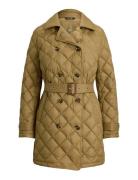 Diamond-Quilted Down Trench Coat Beige Lauren Ralph Lauren