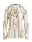 Striped Jacquard Tie-Neck Blouse Cream Lauren Ralph Lauren