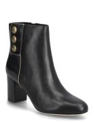 Kennedi Burnished Leather Bootie Heel Black Lauren Ralph Lauren