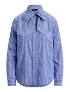 Classic Fit Striped Tie-Neck Shirt Blue Lauren Ralph Lauren